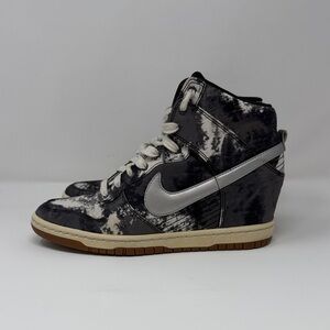 Nike Women's Dunk Sky Hi Hidden Wedge Sneakers - Black/White - 8